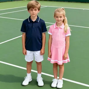 OEM Polyester Quick-Dry Eco Classic Navy Boy's Tennis Polos Causal Shorts Girls Cute pink Tennis Golf Dress with Liner Shorts