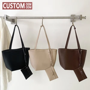 Custom Logo Personalized Fashion Trending Bolsos Tote Bag De Mujer Pu Leather Trendy Women'S Shoulder Bags