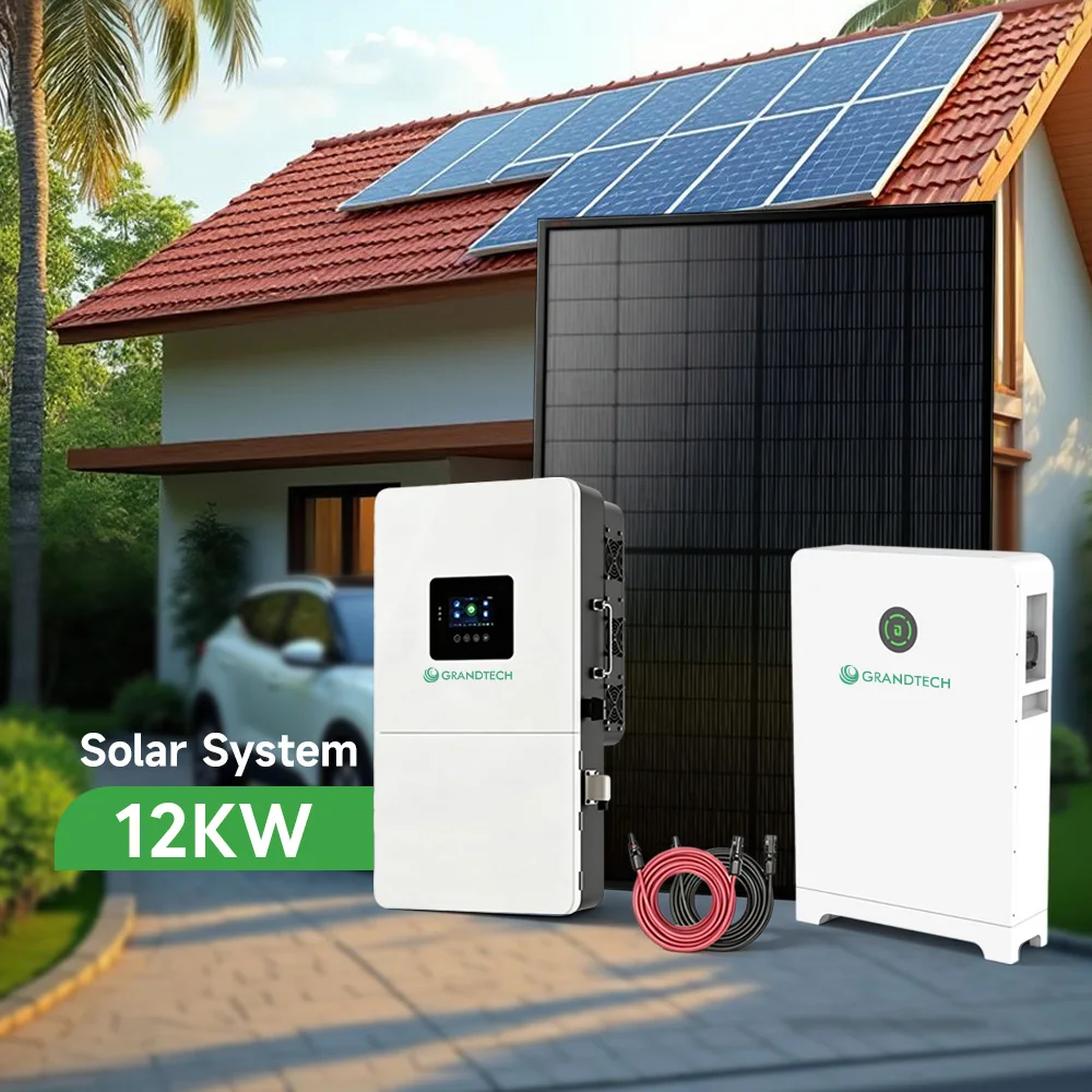 Setiau Cyflawn Adnewyddwr Haul Residential Grandtech ar Werth Ar Lefel Masnachol Systemau Energi Haul 10 kW 12kW 8kW System Pŵer Haul Pris