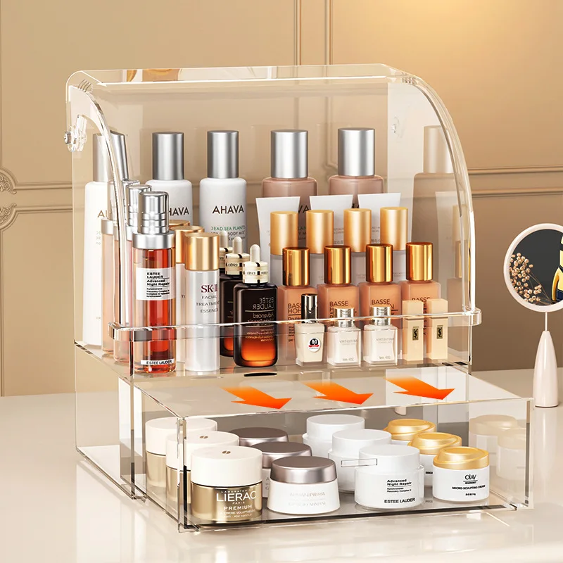 Choice Fun Large Capacity PET Plastic Desktop Organizer Cosmetics Storage Rack & Display Rack Lipstick Skincare Dressing Table