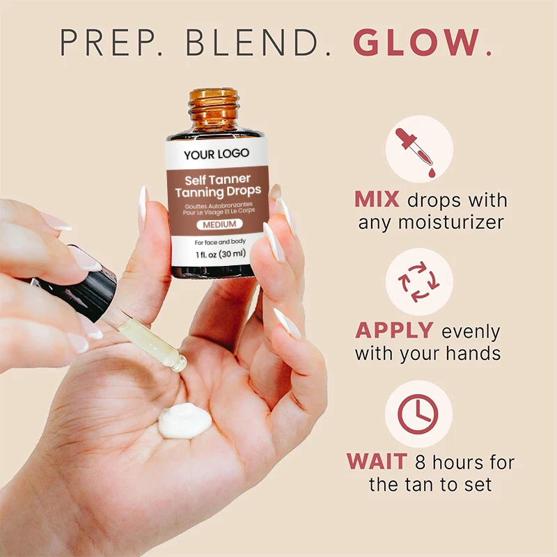 Private Label Hot Sale Selfer Tanner Tanning Drops Natural Beauty Skin Care Customized Tanning Oil(pic5)