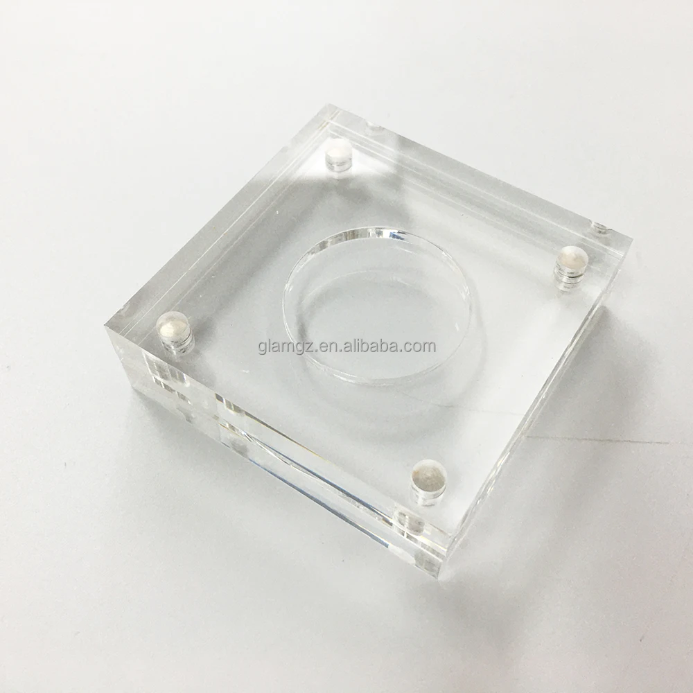 지원 로고 인쇄 투명 코인 수집가 홀더 아크릴 챌린지 코인 디스플레이 프레임 자석 포함