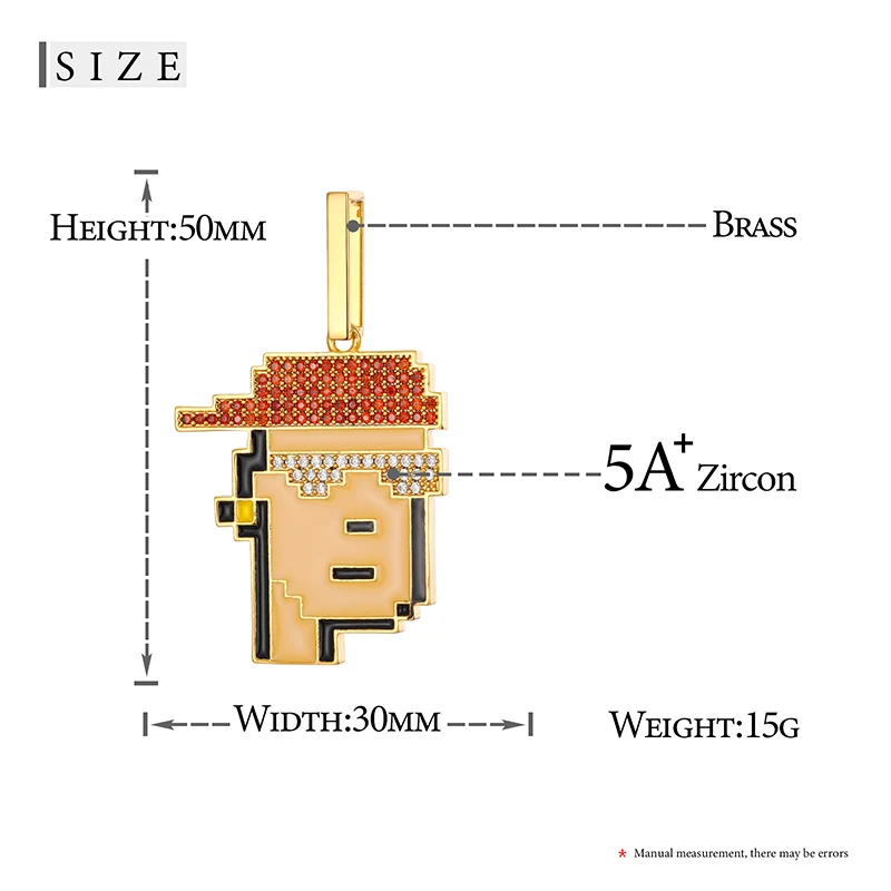 Punk Style Jewelry Custom Logo Y2K NFT Pendants Iced Out Metaverse Crypto Design Brass Cubic Zircon Pendant Necklace