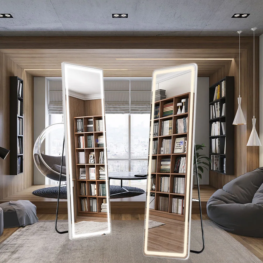 product custom low moq high quality standing large size floor body touch switch mirror for bedroom full length mirror with led-3