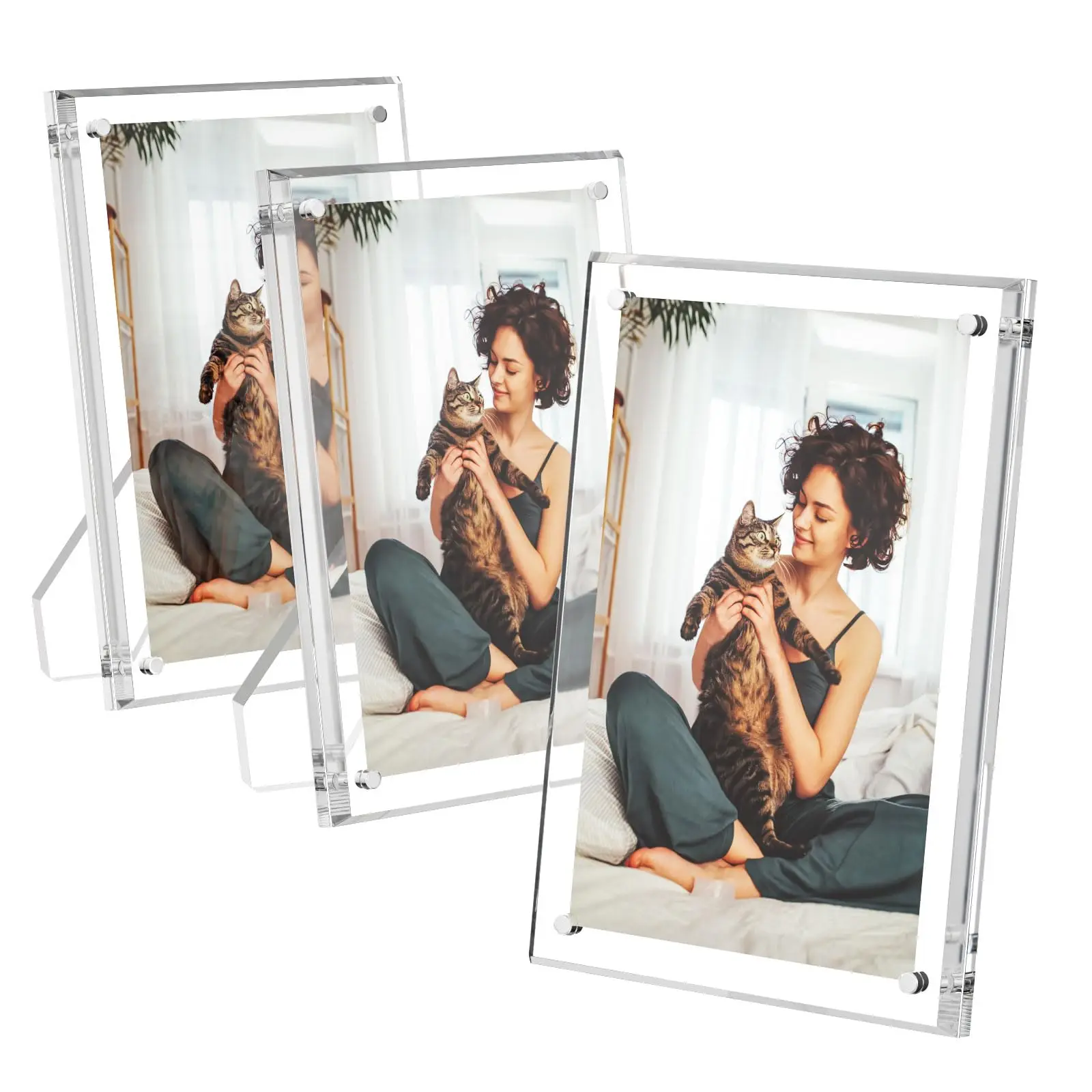 4x6 Acrylic Picture Frame with Stand Clear Acrylic Photo Frame with Magnets for Tabletop Display factory