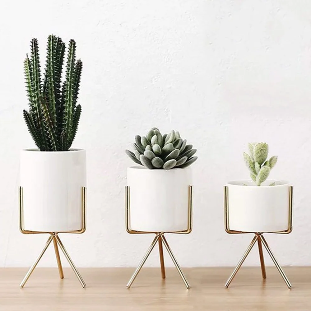 Vaso di fiori in metallo dorato di lusso, Grande pianta verde per interni, Disposizione di fiori per soggiorno, Decorazione per la casa in metallo  15