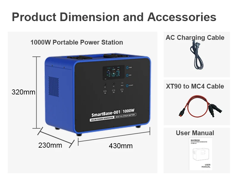 Fast Charging 1kw Portable Power Station Generators Lifepo4 1000W Solar Mobile Power Station for Home