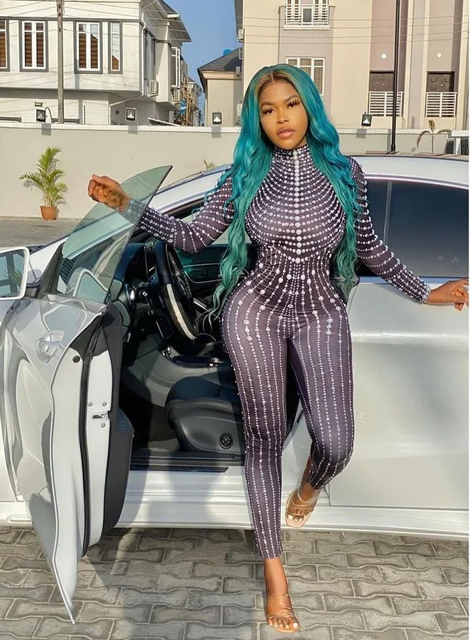 Sexy Stylish: Fashion Stretch Skinny Rhinestones Club Party Rompers