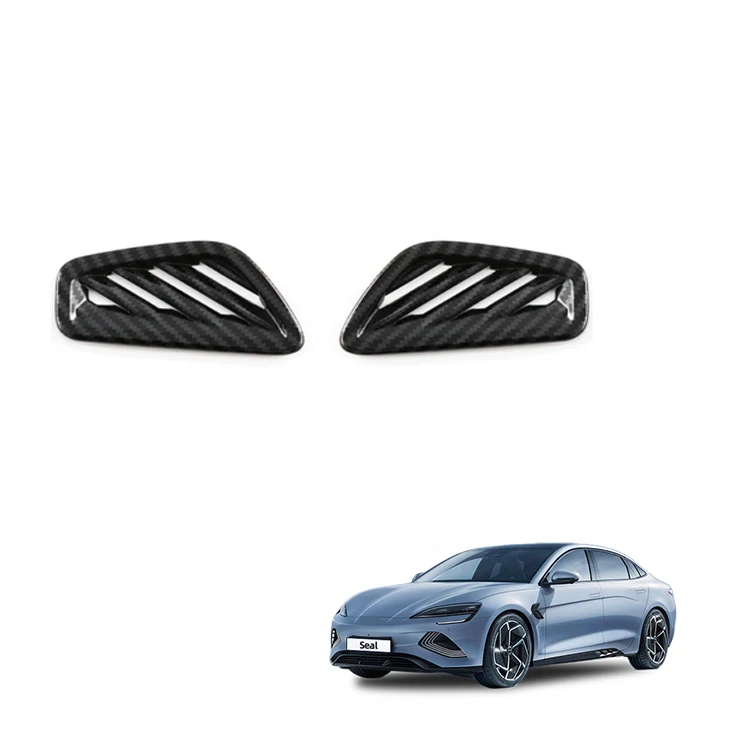 Capa de Ventilação do Ar Condicionado para Lado do Motorista no Carro para BYD Seal Acessório Botões de Controle do Ar Condicionado Revestimento ABS com Design de Fibra de Carbono Acessórios
