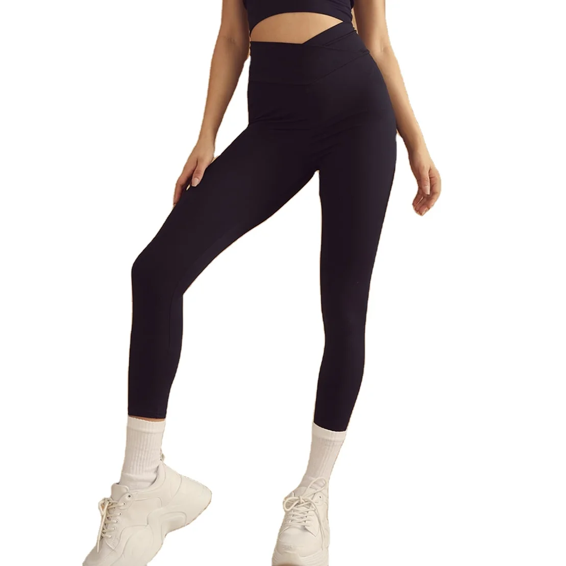 Leggings Yoga Vita Alta Allenamento Fitness Sport Scrunch Bum Front V Shape  Gym Leggings Neri Pantaloni Yoga Per Donna - Buy Di Alta Qualità Di Yoga In  Esecuzione Leggings,Leggings A Vita Alta,Yoga