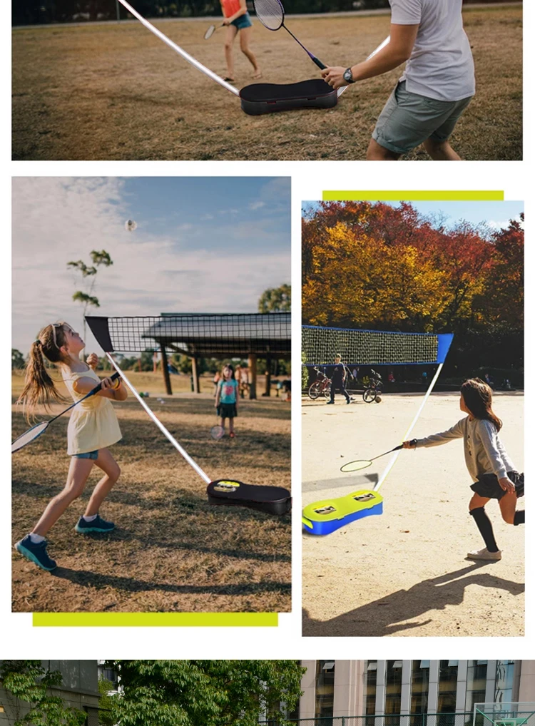 product foldable portable badminton net set durable ppps material storage base rackets shuttlecocks combo backyard beach park junye-9