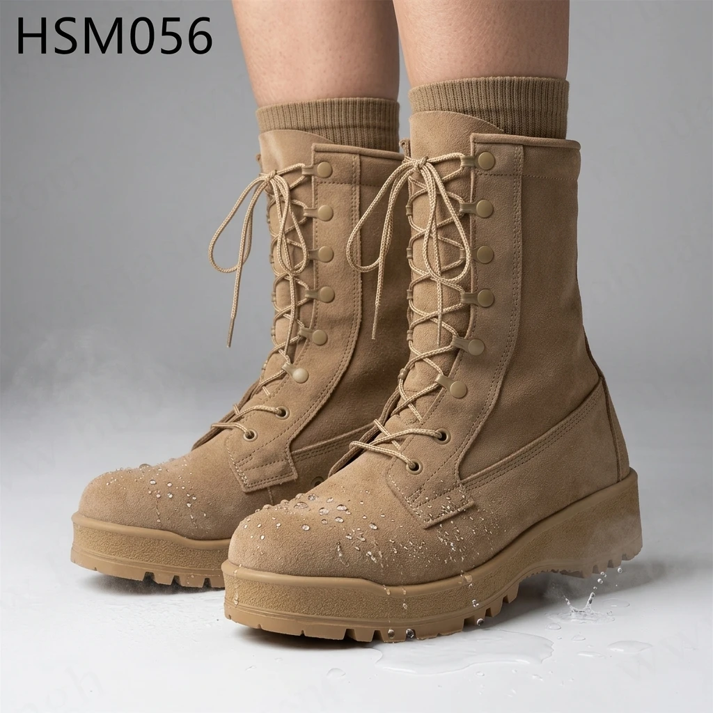 LXG,South American Popular Full Natural Suede Leather Marching Boots Wet Areas Belleville Boots with Waterproof Membrane HSM056