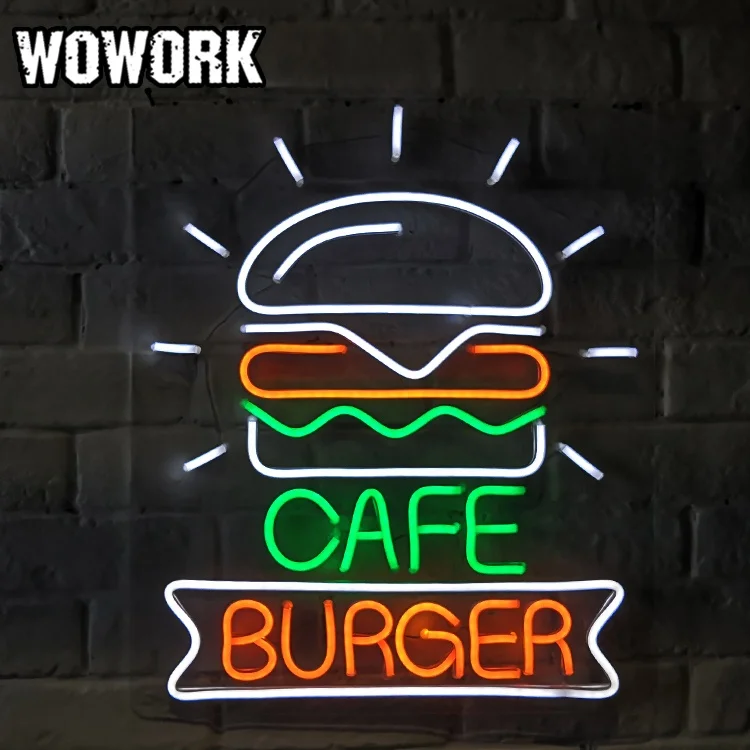 2023 г., фабрика WOWORK, индивидуальный подвесной красочный акриловый логотип 3D RGB, гибкая неоновая вывеска для украшения магазина