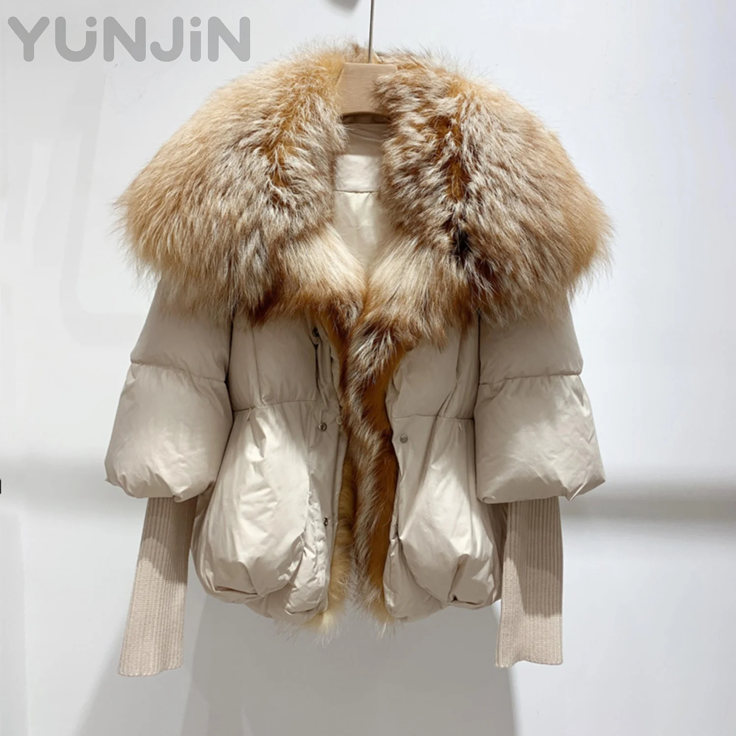 Winter New White Duck Down Puffer Short Real