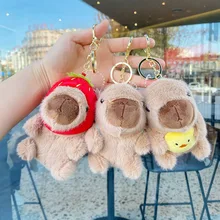 Hot Cute Capybara Plush Doll Squeak Toy Cartoon Keychain Bag Pendant Soft Doll Key Ring Backpack Car Bag Key for Kid Gift