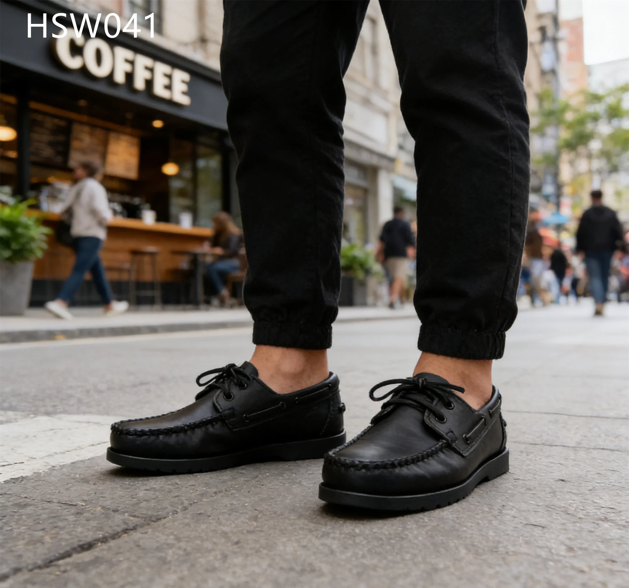 HY,factory Price Hard-wear Full Leather Odor Proof Boat Shoes Anti-slippery Casual Walking Shoes Popular in Singapore HSW041
