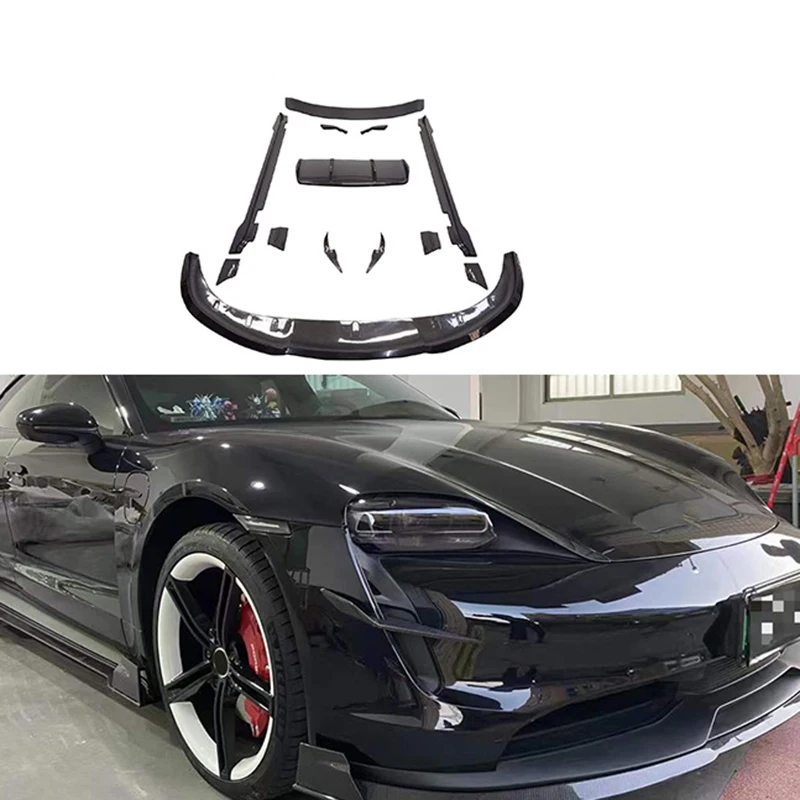 RZ Style Carbon Fiber Bodykit Front Lip Splitter Rear Diffuser Side Skirt Soiler Wing For Porsche Taycan Body Kit 2019+