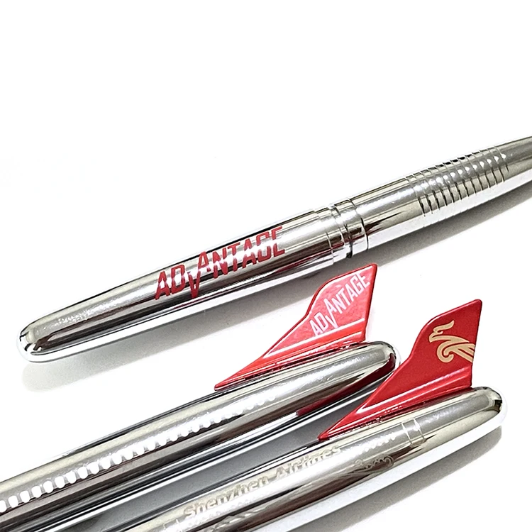 NM-024 JR Gift Pen Creative Stationery Silver Metal Airplane Ballpoint Pen 1.0mm Writing Width Black/Blue Ink Custom Logo