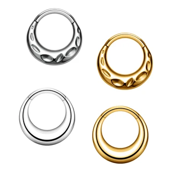G23 Titanium 16G Nose Rings Hammered Style Septum Clicker Earrings Cartilage Helix Daith Lobe Ear Women Piercing Jewelry