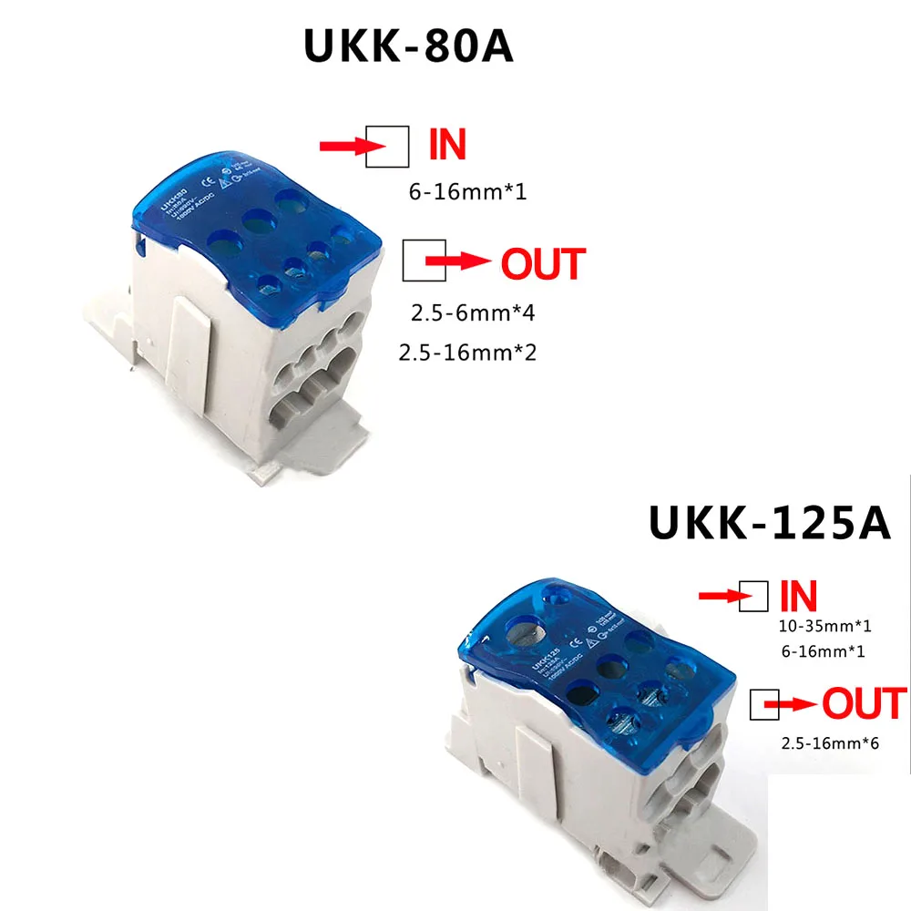 CE RoHS Terminal Block 1 in Many Out Din Rail Distribution Box UKK80A
