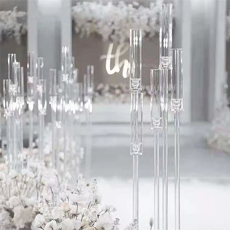 Wholesale Tall Clear Acrylic Candle Holders Wedding Centerpiece Crystal
