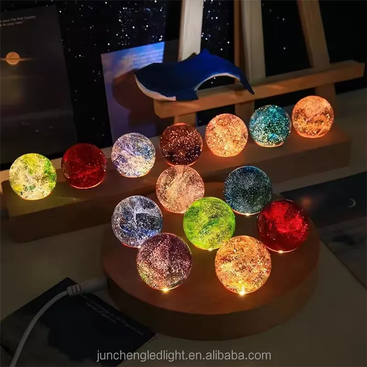 40mm Colorful Glazed Beads Glass Ball Luminous Planets Crystal Handicraft Cosmic Model Gifts Home Room Decoration
