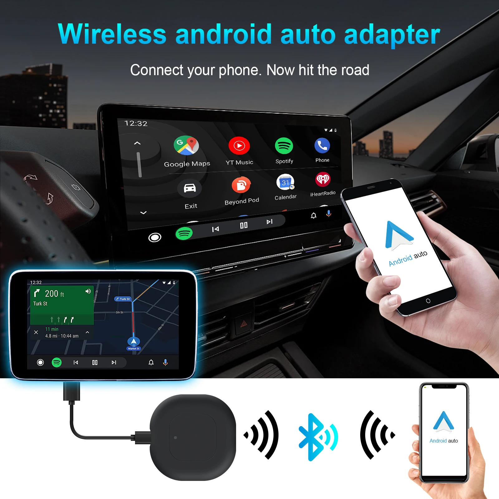 For OEM Factory Wired Android Auto Car Models Plug and Play to Wireless Android Auto Adapter Wireless Android Auto Dongle