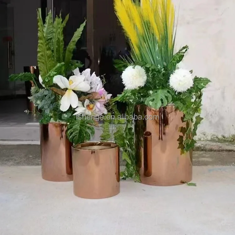 110cm Metal Gold Flower Pot / Garden Big Planters Tall Vase for Home Decor