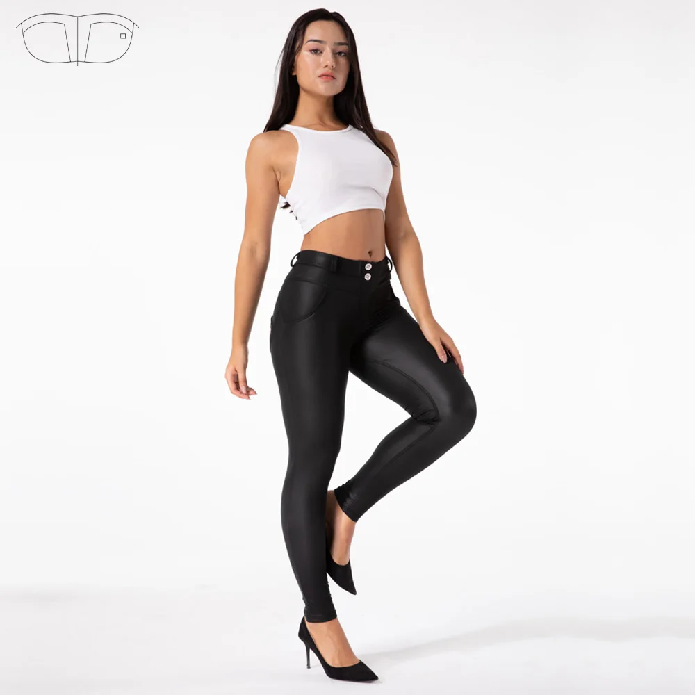 Melody Booty Push Up Leather Winter Vegan Leather Pants With Butt