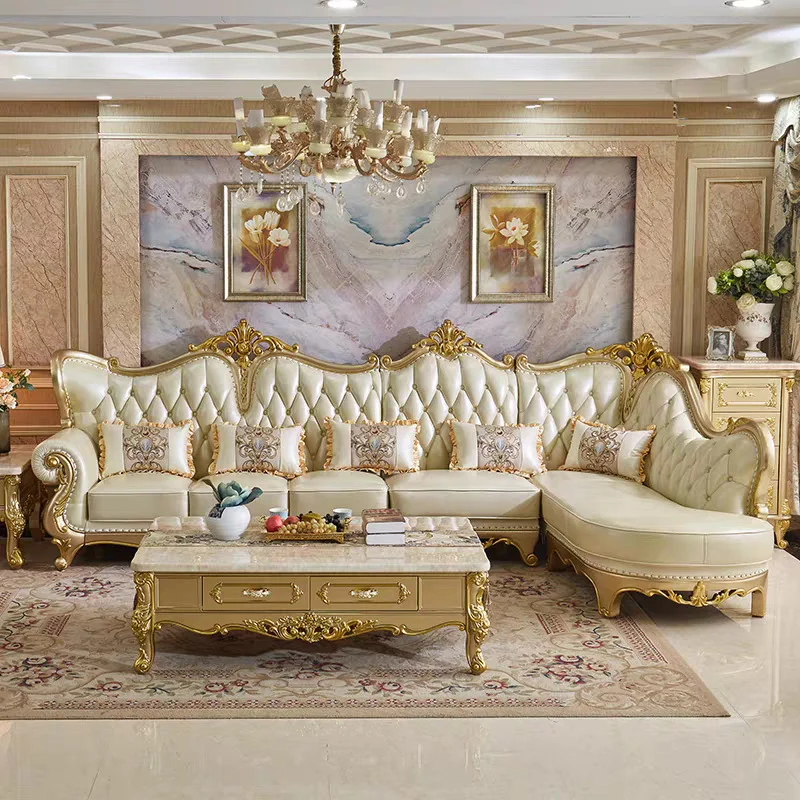 High Quality European Style Solid Wood Frame Living Room Sofa with ...