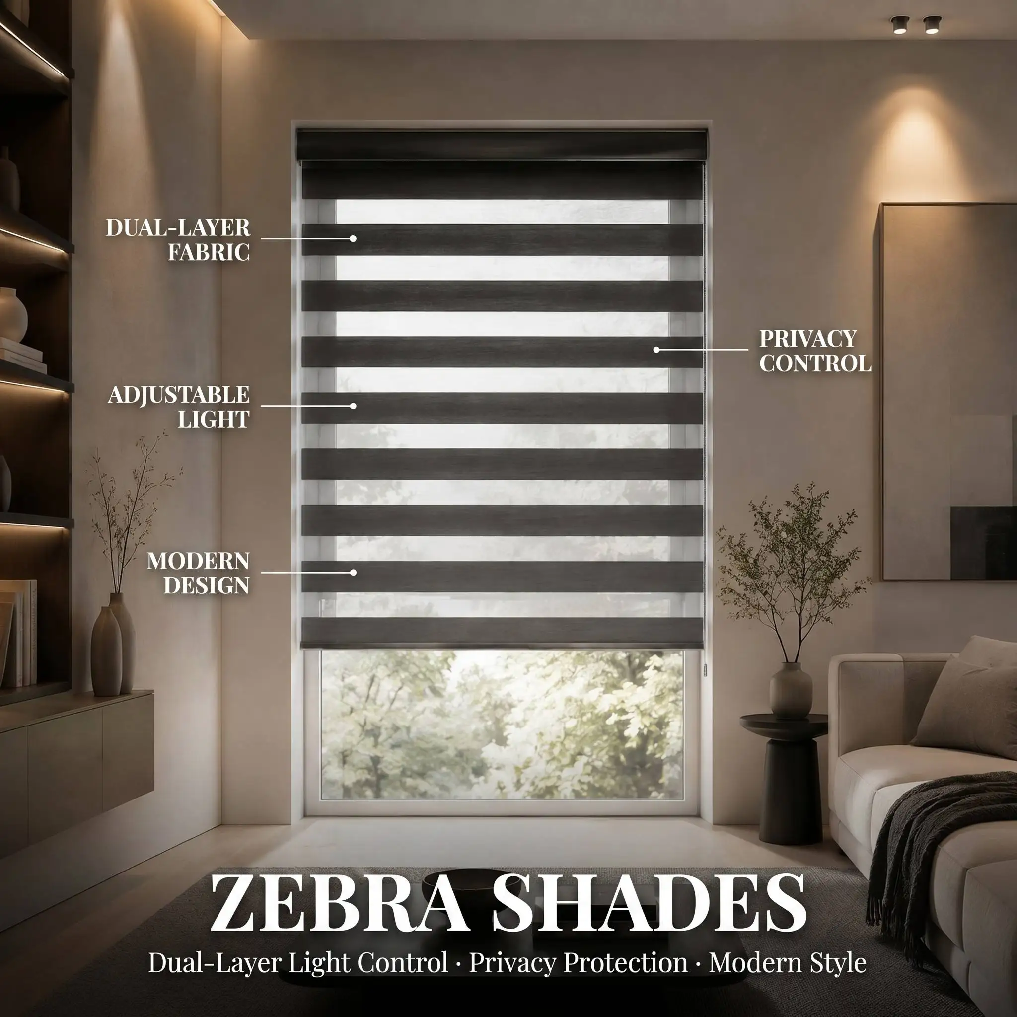Day Night Zebra Blinds Double Layer Window Shade Fade Resistant Inside Outside Mount Wholesale OEM Available