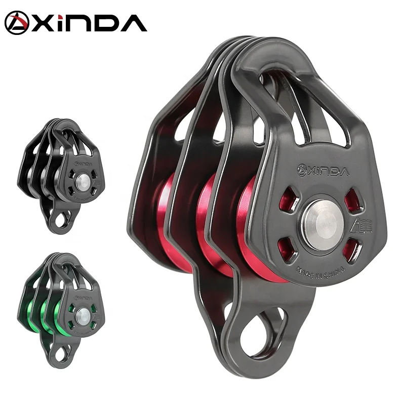 Side Plates Swing Pulley with Ball Bearing for Climbing Lifting Rescue Zipline XINDA 44KN Pro Pulley CE UIAA Certified Hitch Tending 