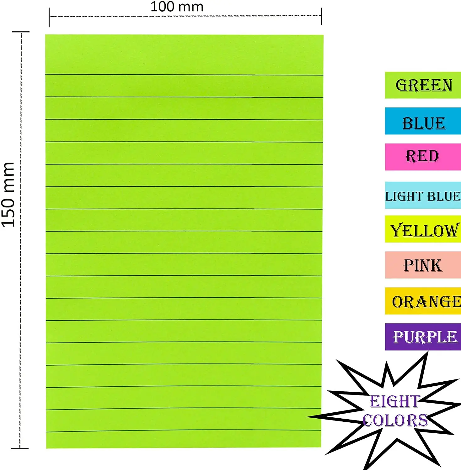 Lined Sticky Notes Bright Post Sticker Colorful Big Square Self Sticky Notes Pads for Office Home School Meeting