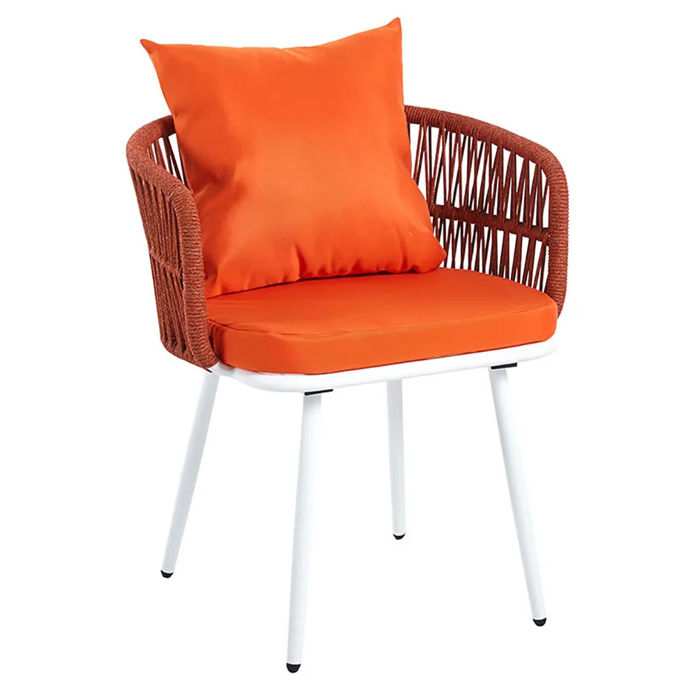 Wholesale Modern Rattan & Metal Frame Waterproof Weatherproof Space-Saving Outdoor Dining Chair for Balcony & Garden