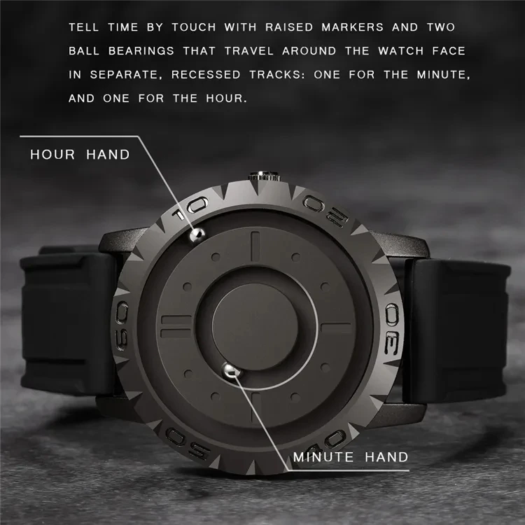 2025 New Arrival EUTOUR 030 Black Magnetic Dial Fashion Casual Mens Quartz Watches Simple Waterproof Silicone Strap Men Watch