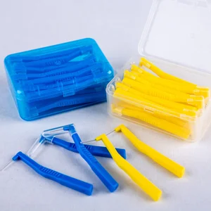 Daily Care Factory 0.45mm 0.6mm 0.7mm 0.8mm Portable Box Pack PP Handle Soft Bristle L Shape Interdental Brush Toothpick
