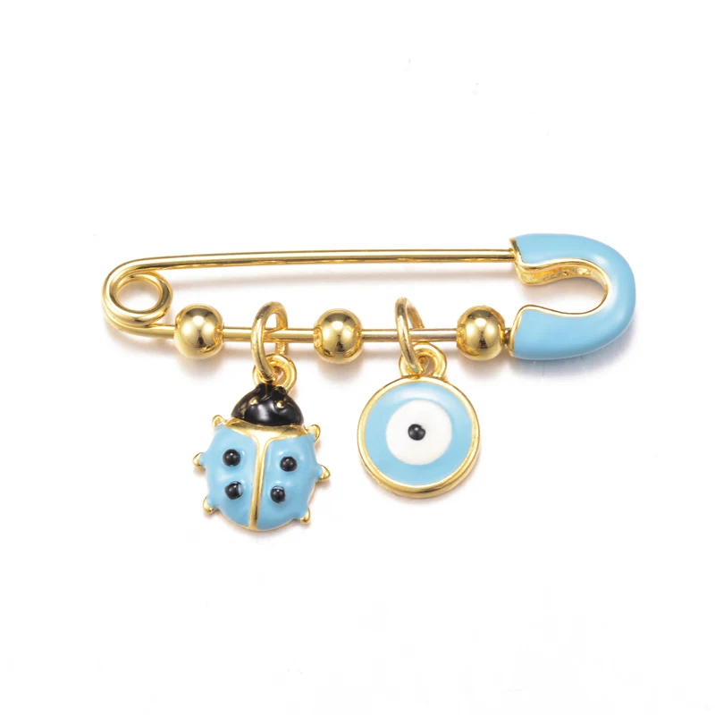 Gold Baby Pin Brooch personalized with baby name, Evil Eye Safety Pin –  Neshuma