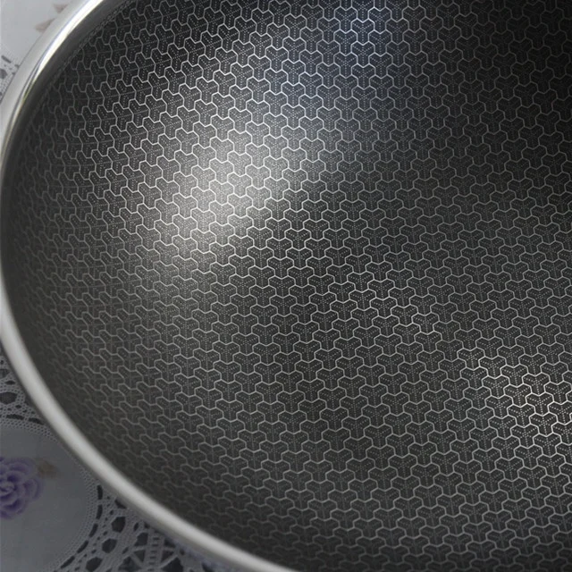 Wok Hybride 12 Pouces Avec Couvercle - Antiadhésif Acier Inoxydable - Compatible Induction - Neuf