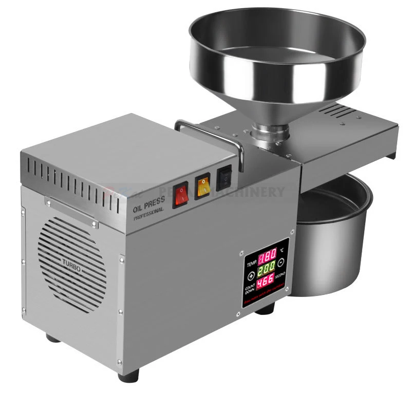 Presse à Huile Automatique Domestique 1250W - Acier Inox, Réglage Température 0-300°C - Pour Noix, Graines, Rendement Jusqu'à 95%