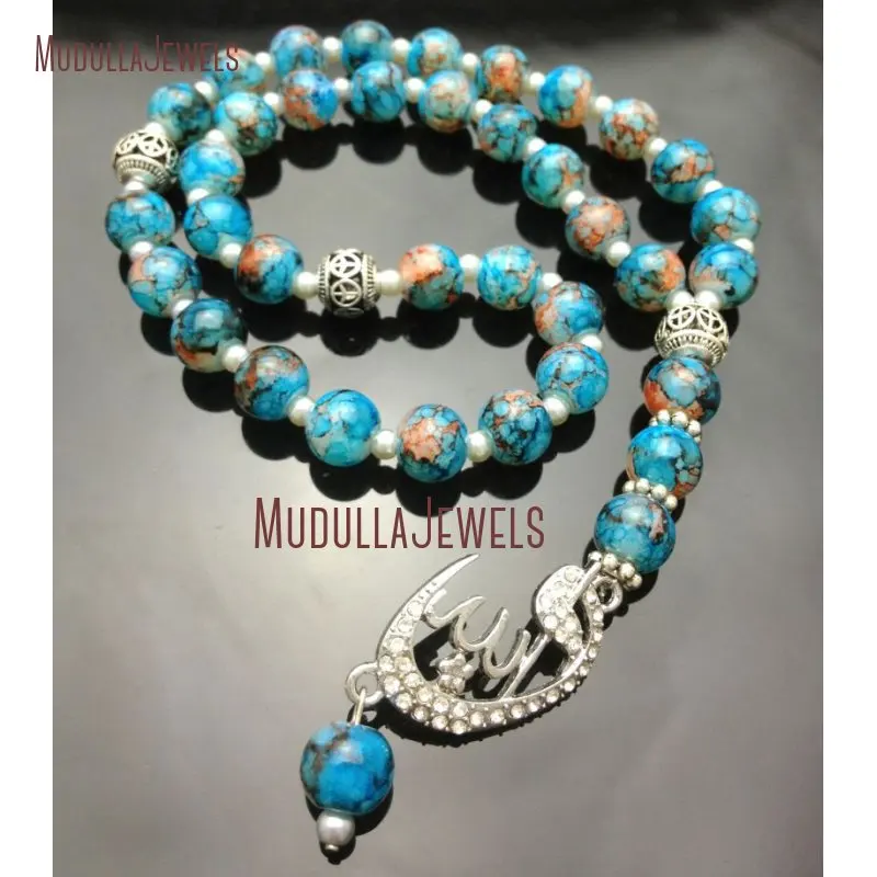 MU12141 Ismaili Dua Tasbih Rain Flower Crystal 33 Beads Islamic Muslim Allah Prayer Beads Tasbih Tasbeeh Hadhrat Zahra
