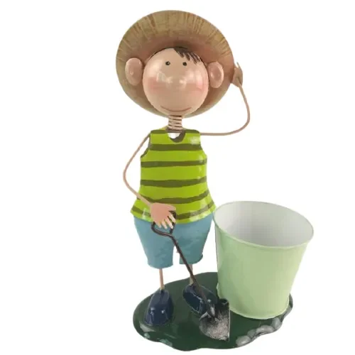  Metal Handicraft Girl and boy with flower pot NA17B100