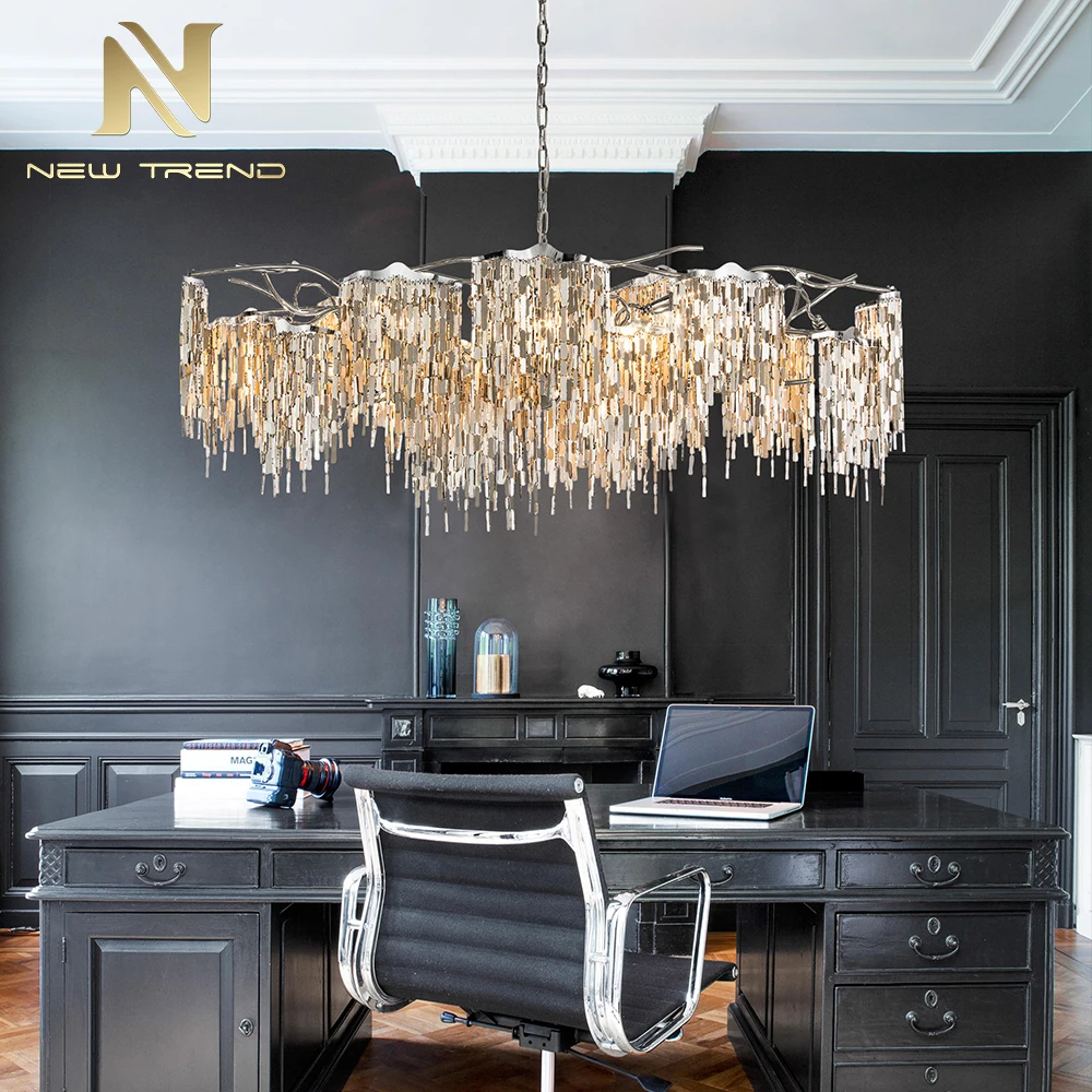 CPL-213 Luxury Style Stainless Steel Art Chandelier Hotel Villa Gallery Customized Hanging Pendant Light   