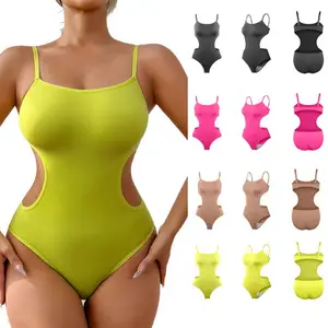 Backless Shapewear Sling Solid Color Open Jumpsuit Women's Underwear Plus Size Shapers