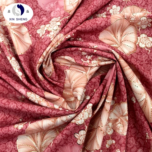 Poly 4 Way Stretch Supersoft Gold Foil Printing Fabric