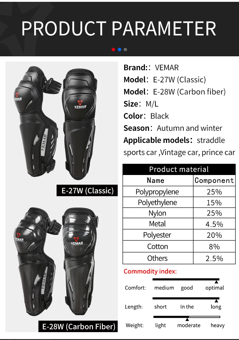 Vemar Motorcycle Knee Pad Widened Plus Velvet Knee Pads Protect Riding