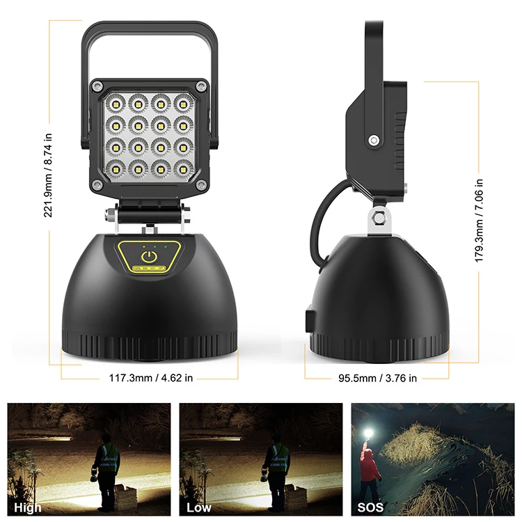 LED portable working light USB chargeable and power bank strong and weak light outdoor camping searchlight details