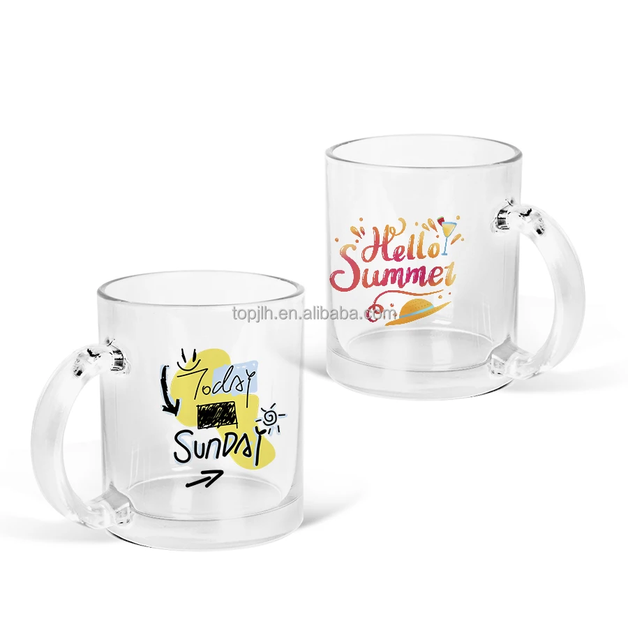 Topjlh Hot Sale Custom Logo 11oz Crystal Clear Lead Free Sublimation Glass Coffee  Mugs With Handle - Buy Topjlh Hot Sale Custom Logo 11oz Crystal Clear Lead  Free Sublimation Glass Coffee Mugs