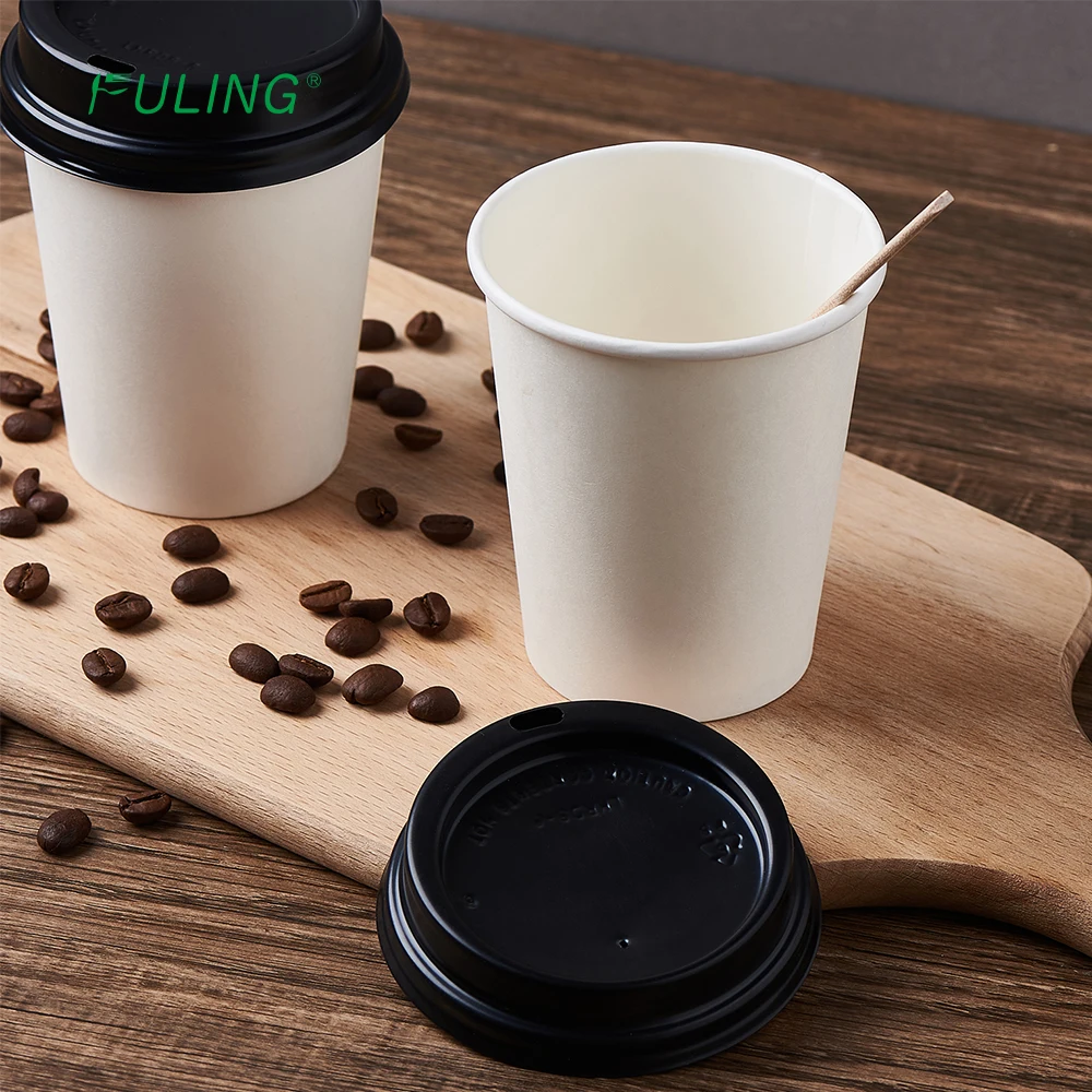FULING Custom Printed logo Disposable Recycle 4oz 8oz 9oz 10oz 14 oz 16oz Double Ripple Wall Coffee Paper Cups with