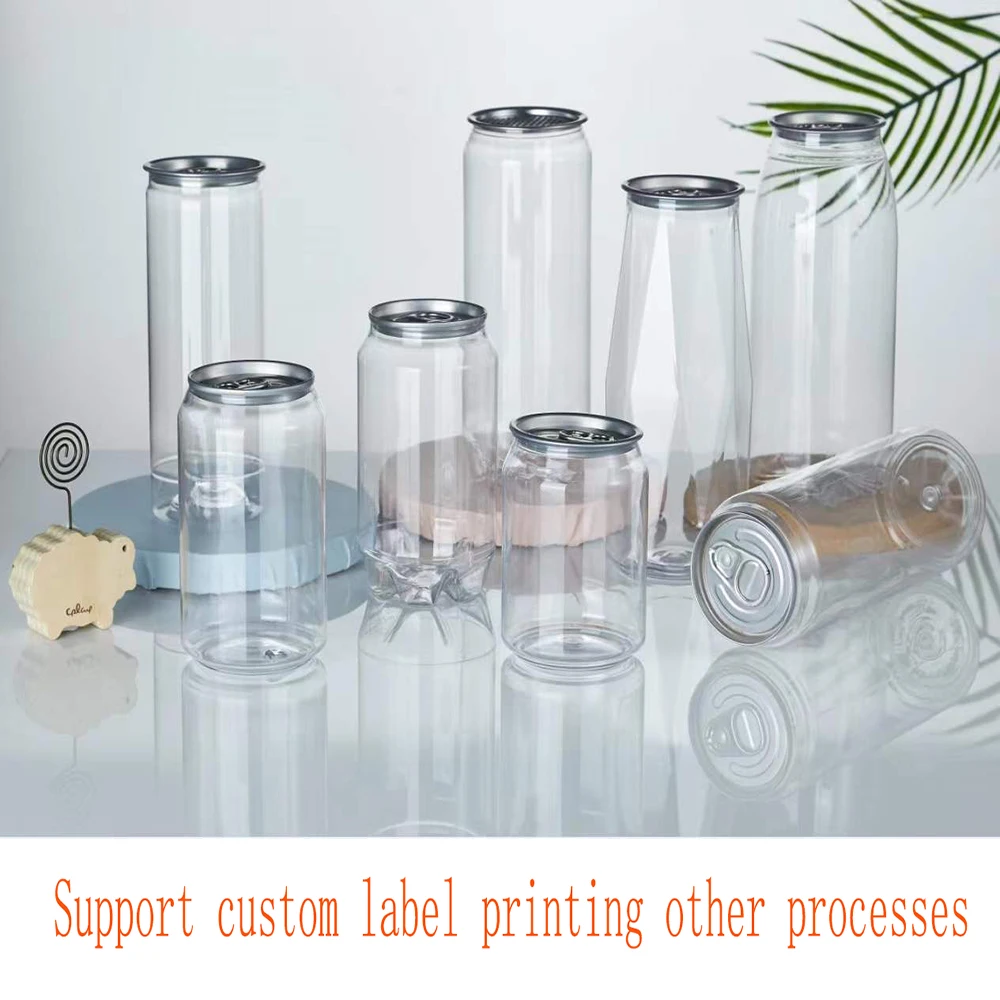 250ml 330ml 500ml 650ml Transparent Soda Cans Plastic Juice Bottles Pet Cans With Easy Opening Cap