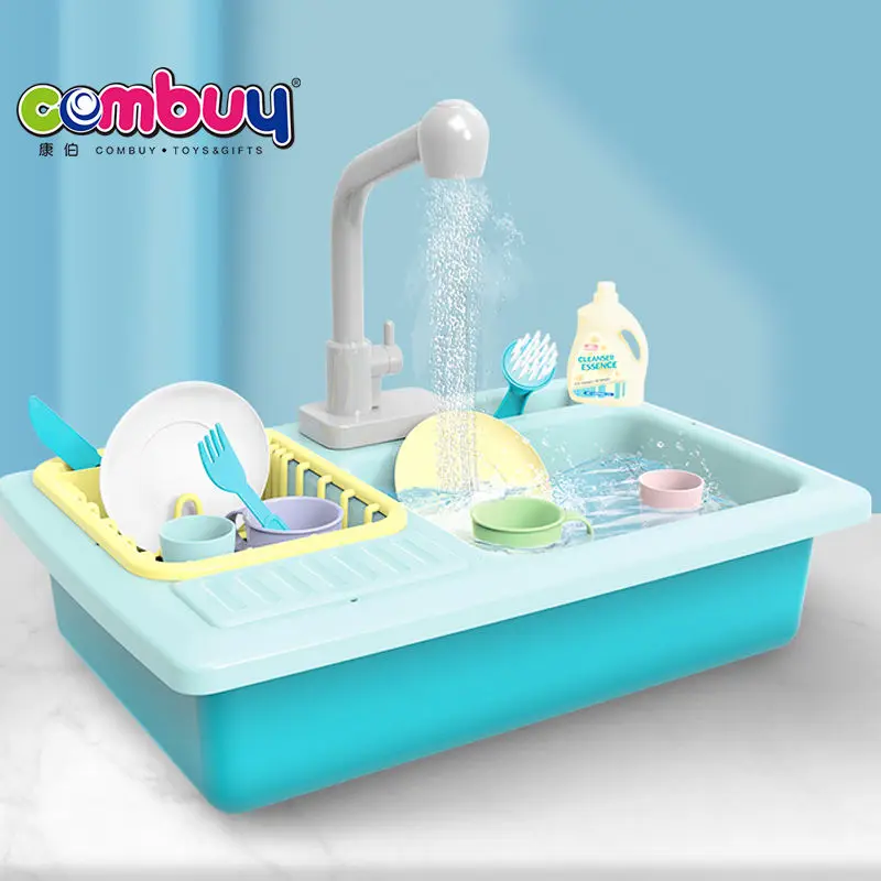 Kyusrd Jouets Économies Articles pour Enfants! Jouets Évier de Cuisine Évier de Jeu pour Enfant avec Eau Courante Jeu d'Imitation Évier de Cuisine avec Motif Mignon Rôle Évier Jouets de Jeu pour